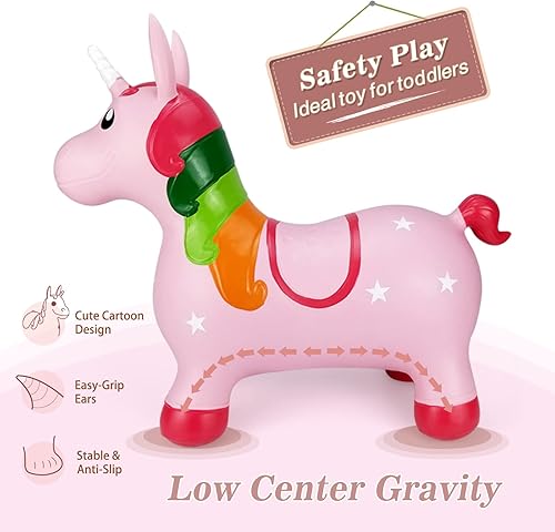 Miniatura 2 de INPANY Juguetes de Caballo Saltarín de Unicornio, Caballito Inflable para Niñas, Animales Saltarines, Saltador de Goma para Montar, Juguetes