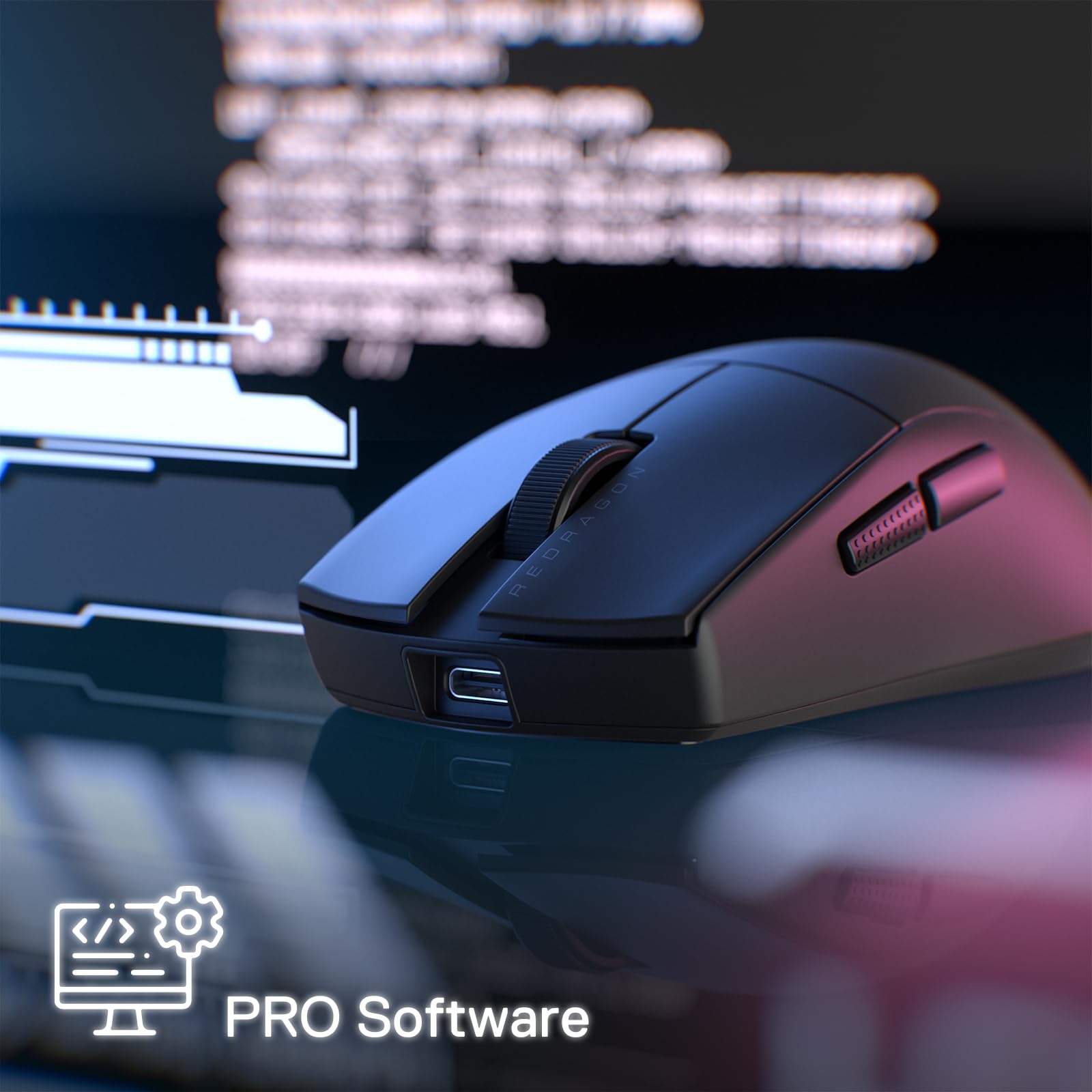 Redragon M916 PRO Mouse Gaming Wireless 3 Modalità | 49g ultra leggero 26000 DPI ergonomico tutti tasti programmabili software personalizzabile