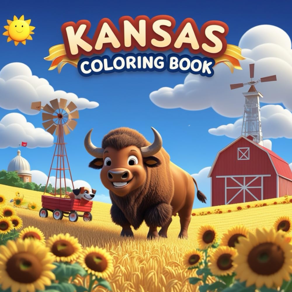 Kansas Coloring Book: Discover the Sunflower State with Fun, Relaxing Coloring Pages for All Ages – Part of “The Color of Your State” Series (The color of your state coloring book)