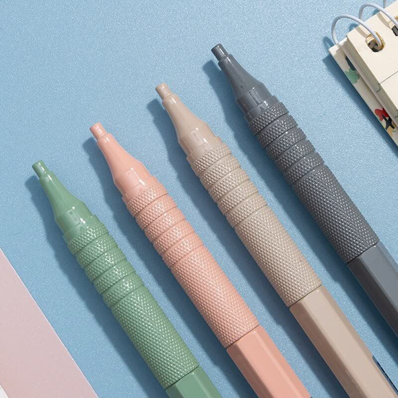 Lápiz automático de Metal (1 Unidad). No se rompe fácilmente. Mina de 0,5 mm. para Estudiantes. Lápiz automático de presión para Dibujo y bocetos con Goma de borrar (Verde) (Gris).