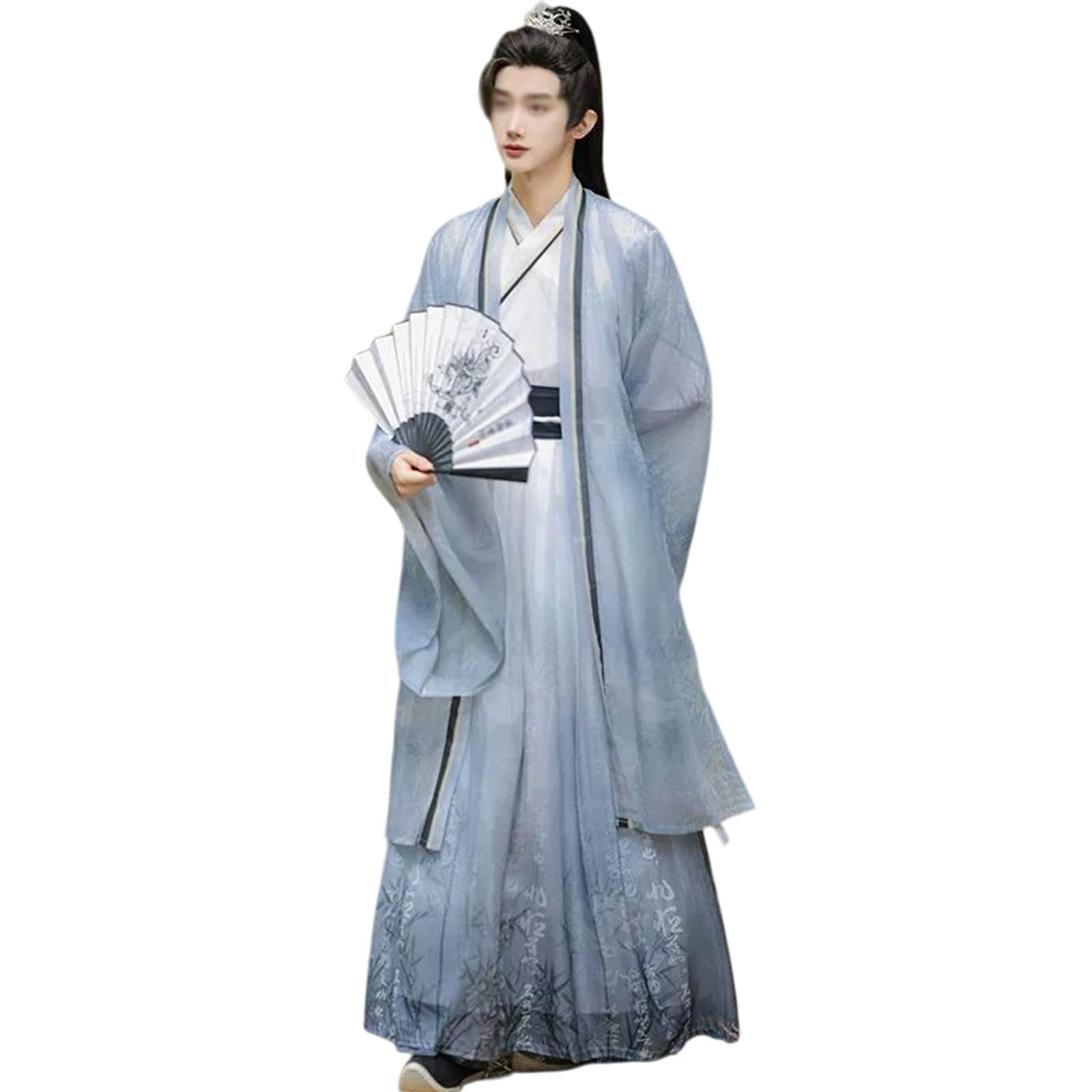 Robe hanfu chinoise hommes costume de scene fluide facile a enfiler pour fete