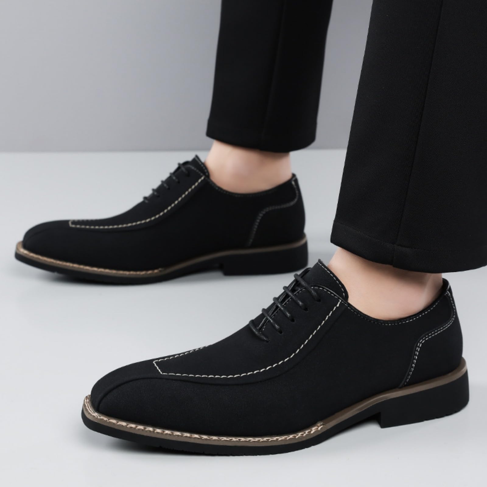 Hixingo Scarpe Stringate Uomo in Pelle | Scarpe Eleganti da Abito comoda Design classico ideale per ufficio, lavoro, matrimoni, cerimonie ed eventi formali