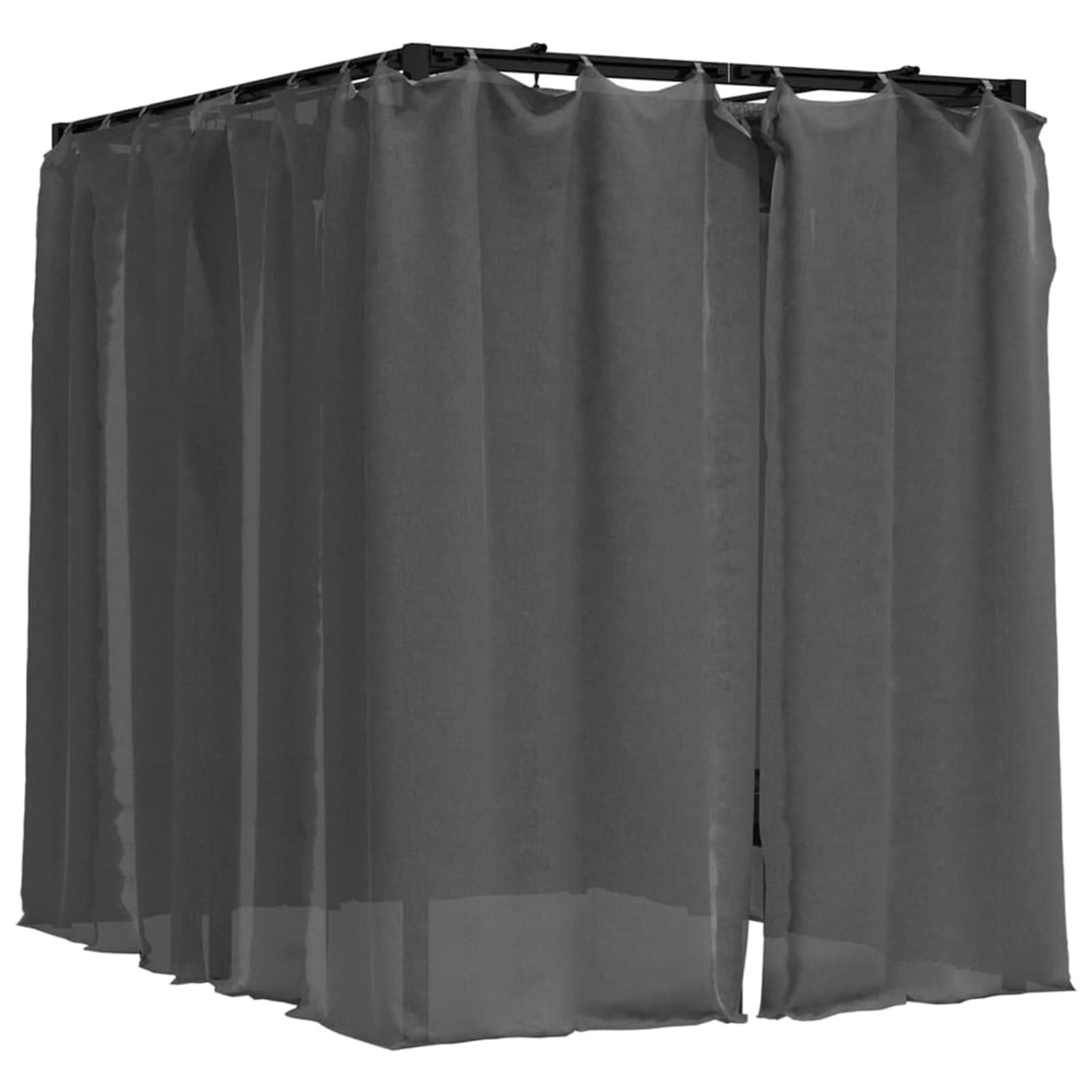 Homgoday Lit de bain double rideaux latéraux et supérieurs Anthracite, chaises longues, canapé-lit, meubles de jardin, lit de piscine, jardin pour extérieur, piscine