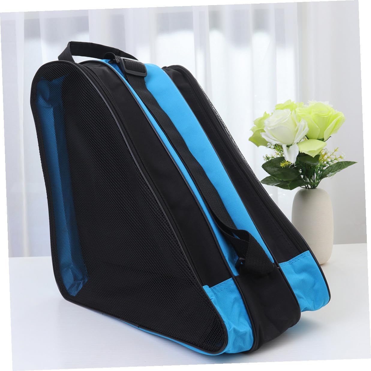 2Pcs Roller Skates Shoe Pouch Thick Storage Bags for Portable Double Shoulder Roller Skate Backpacks in Blue and Pink for Inline