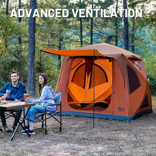 Timber Ridge Camping Tent, 4 Person Instant Pop Up Hub Tent with 8 Windows, Easy 60 Second Setup, Weather Resistant Family Cabin Tents with Rain Fly for Camping, Hiking, Outdoor Travel - Image 6