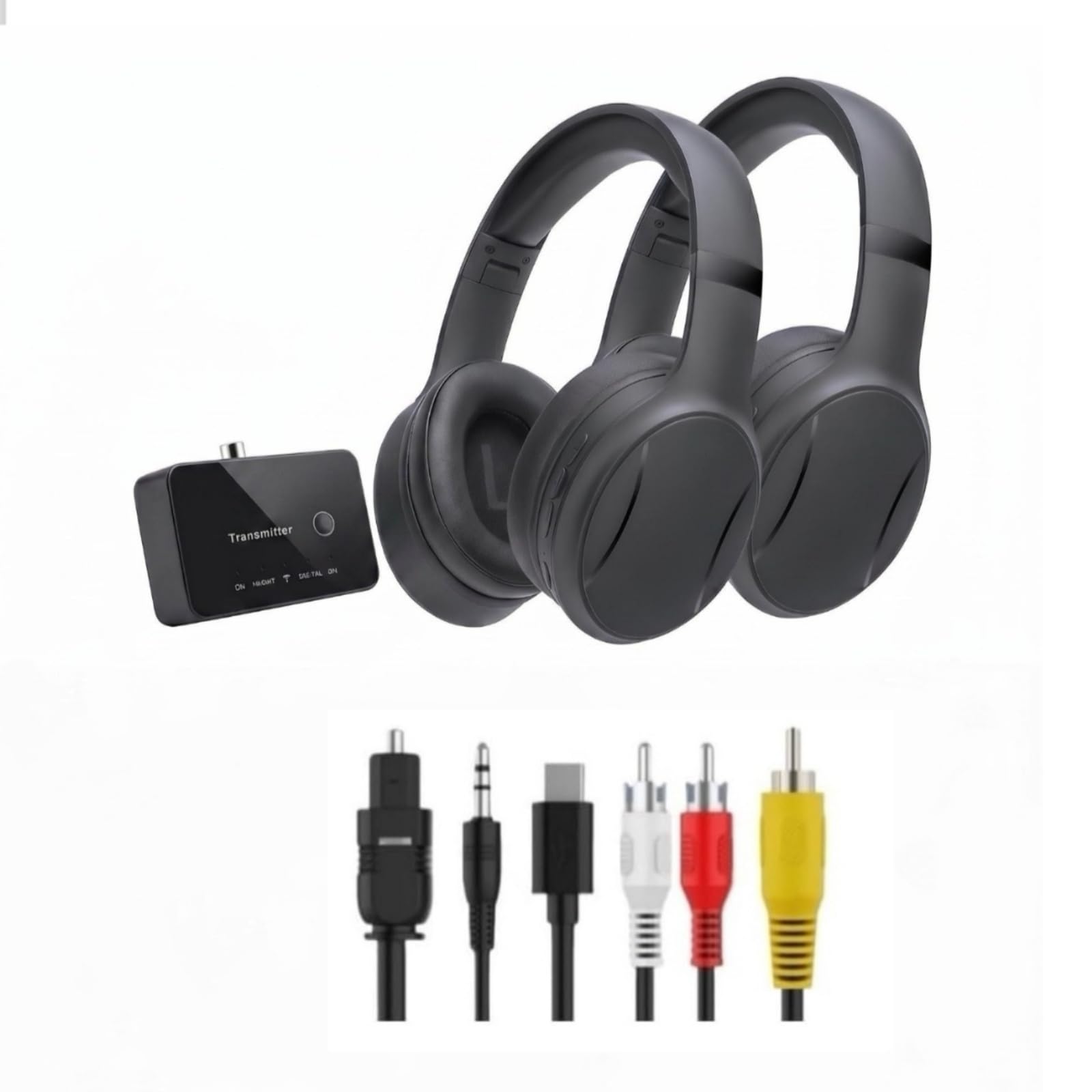 Auriculares Inalámbricos para TV con Transmisor 2.4G 1 a 2, Baja Latencia Inmersivo para Personas Mayores, Compatible con Óptica Coaxial USB RCA AUX Bluetooth 5.4, Alcance 50m, 5 Modos EQ