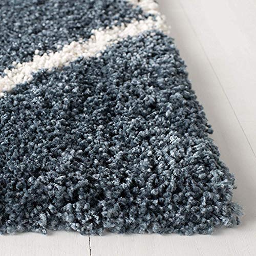 Image of Handwoven Microfibre 3D Rug for Living Room (Slate Blue & Ivory, 8 X 8 Feet (Square), Microfibre)