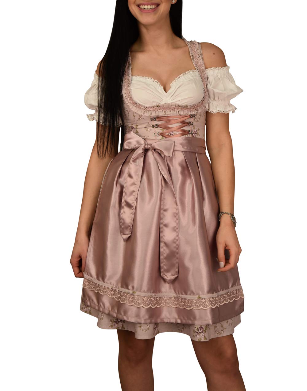 Dirndl Set Trachtenkleid Pastelviolett fein geblümt Gr 34 bis 42 522GT