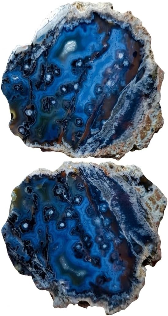 Blue Banded Agate Pair | Night Sky Agate | Polished Natural Indigo | Intuition, Calm & Inner Vision