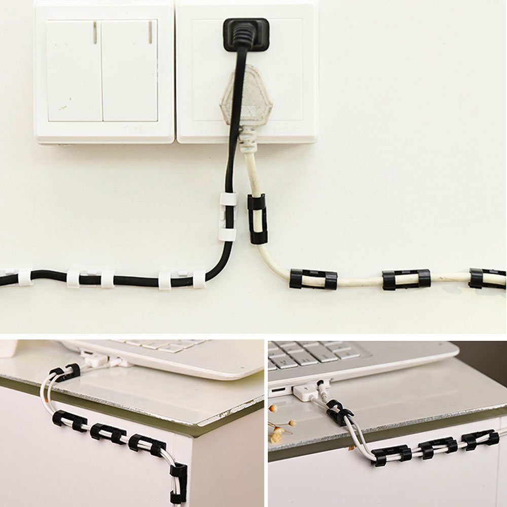 [60Pcs/3Pack]Clips de Cable y organizador de cables con adhesivo 3M. Organizador de cable para mesa y retenedor de cables de computadora, cables eléctricos, cables de cargador, o cables de mouse