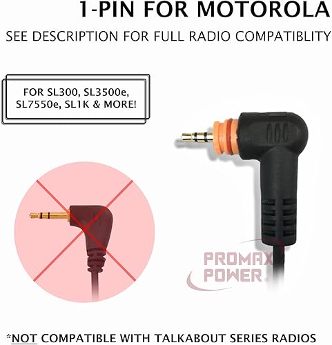 Miniatura 2 de Auriculares acústicos de 1 cable de seguridad FBI con micrófono PTT para radios bidireccionales Motorola PMLN7157A, SL300, SL2600, SL3500e, SL7550,