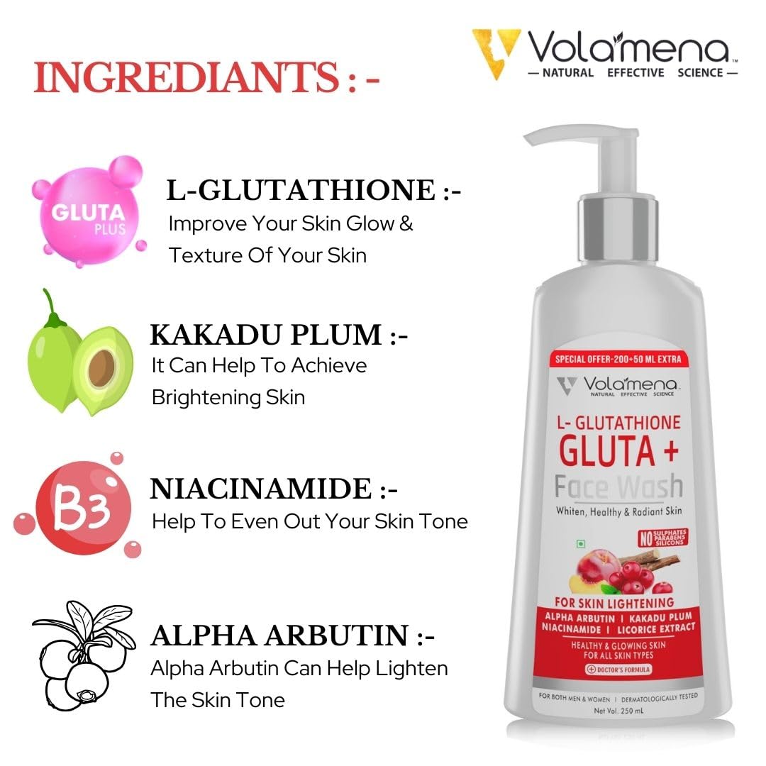 Volamena L Glutathione Face Wash For Skin Brightening And Glow