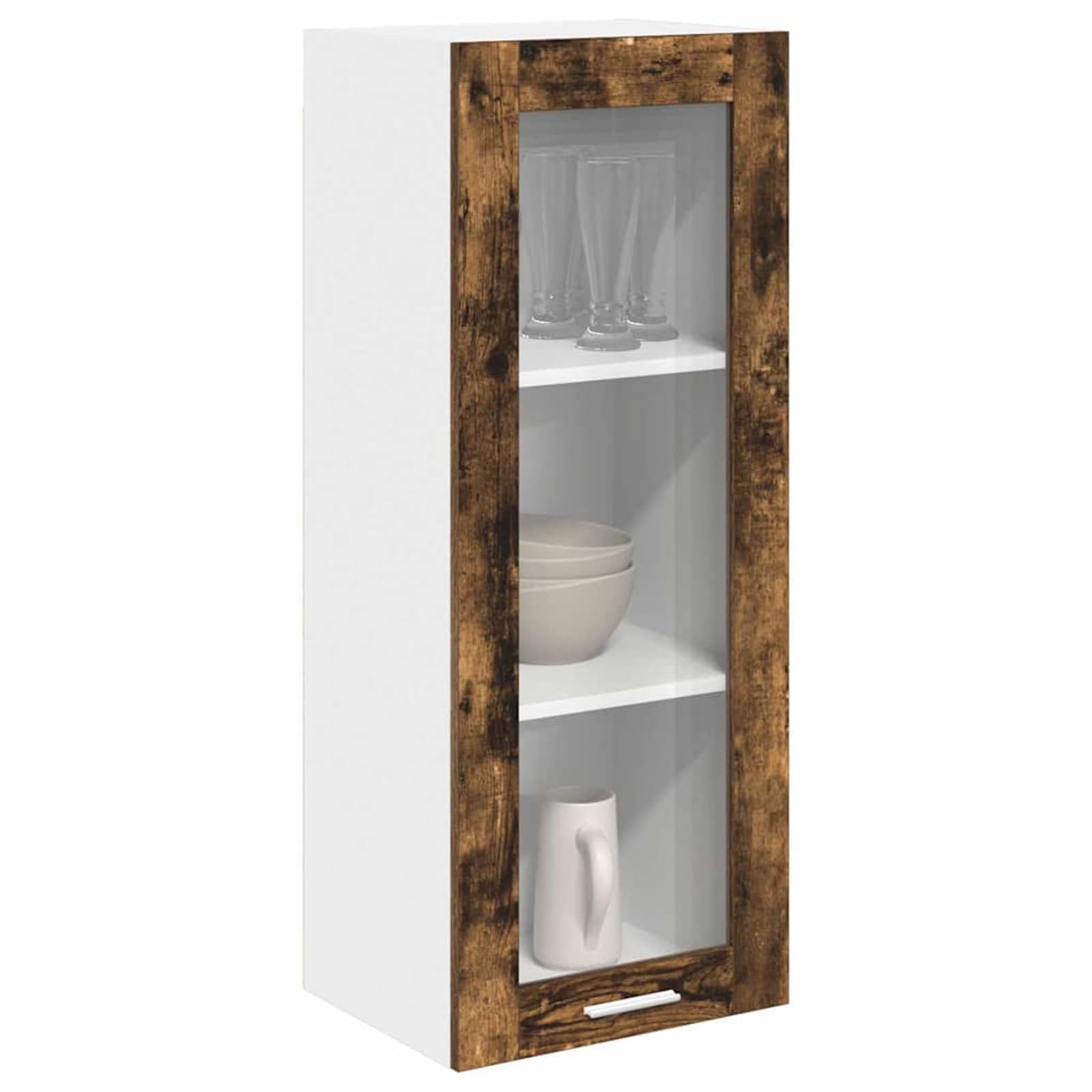 ATOMSTACK MAKER Armadietto pensile da cucina in rovere affumicato, 40 x 31 x 100 cm, moderno armadio in legno con anta per montaggio a parete, durevole, spazioso, minimalista