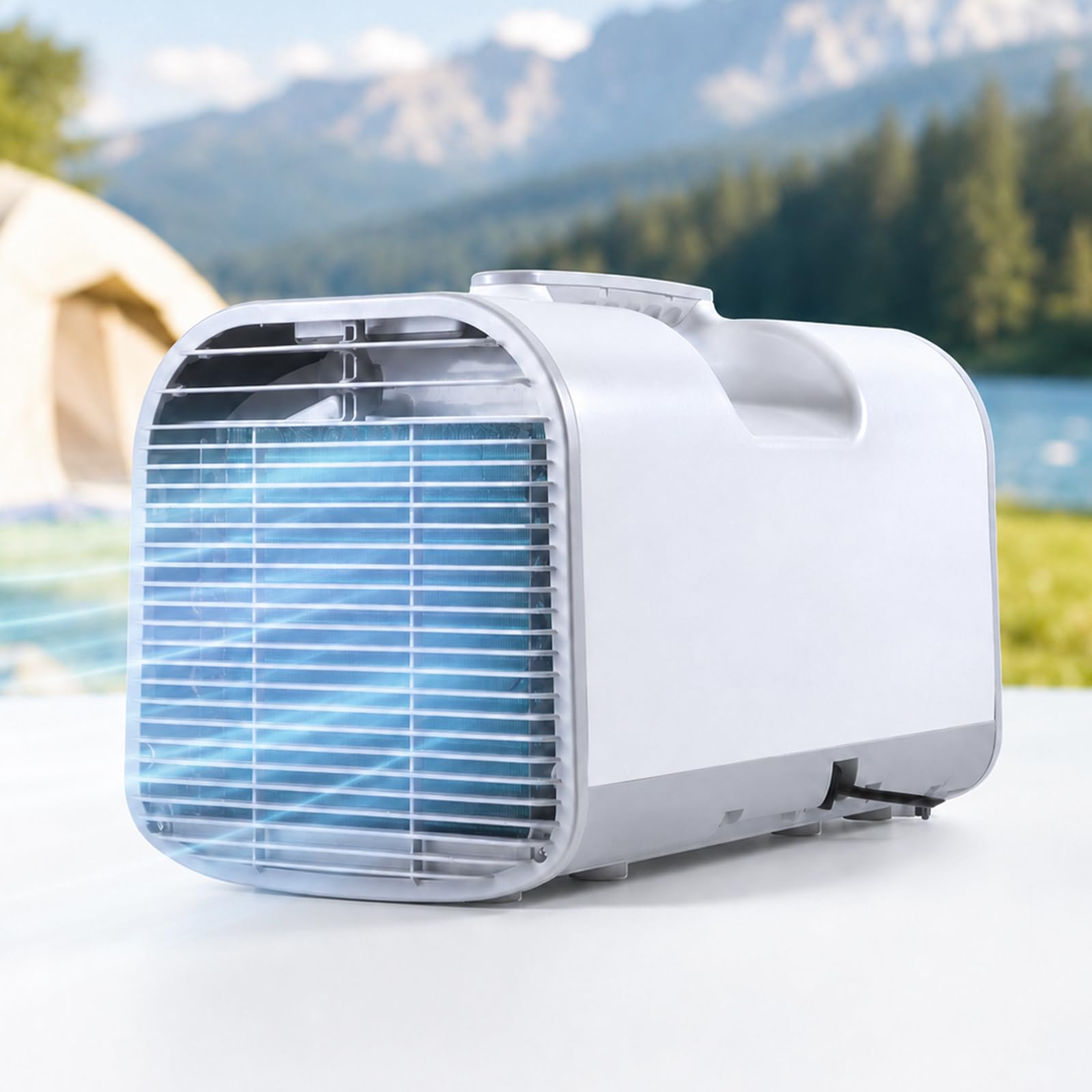lilishangmao Portable Air Conditioning Unit for Tent and Campervan, 4777 BTU Compressor Air Con with 3 Fan Speeds & 12H Timer, Dehumidifier, Sleep Mode, Remote Control and Voice Control