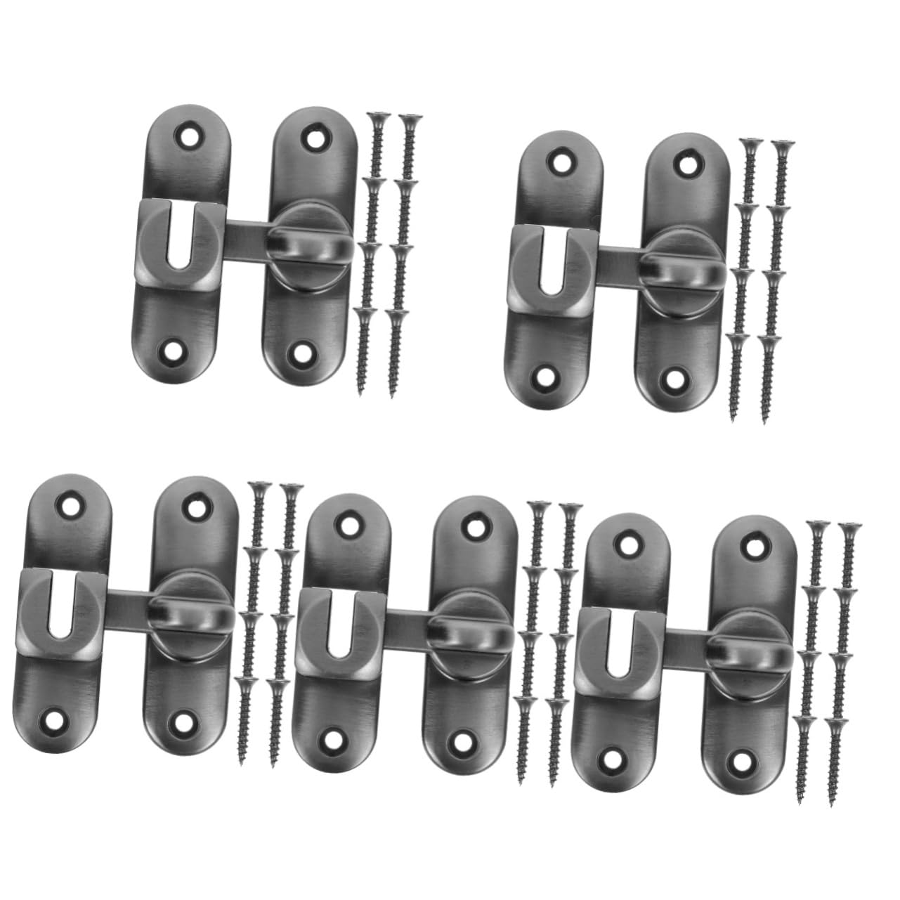 DOITOOL 5 juegos Pestillo para Puertas Correderas Inoxidable Resistente Cerrojo Deslizante con Instalación Cierre Seguro para Interiores y Exteriores con Tornillos Incluido