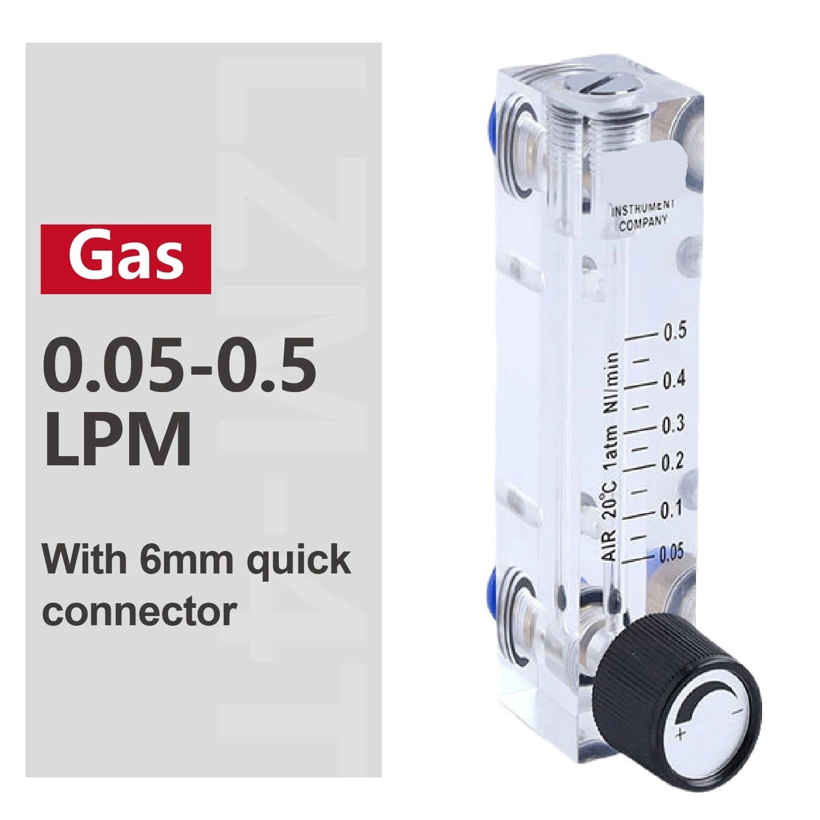 Medidor de flujo de Panel acrílico de LZM-4T, rotámetro de Gas líquido, medidor de flujo de aire comprimido, instrumento de análisis de agua, interfaz de 6mm(Gas-0.05-0.5LPM)