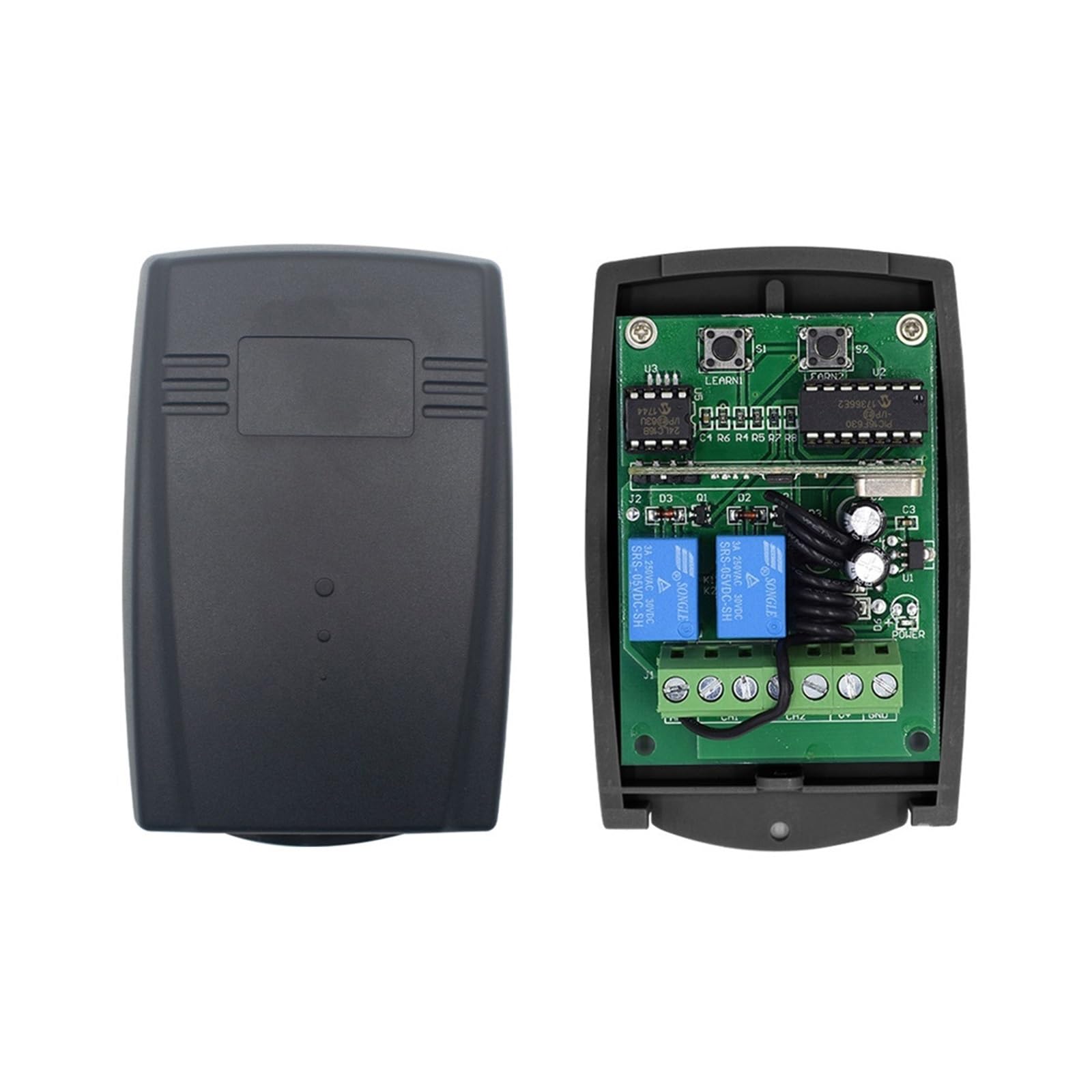 Kit Apricancello Elettrico Tuya Garage Apriporta Cancello Ricevitore 2ch 433mhz 433.92mhz Universale Fixed Rolling Code Multi Marca Controller Switch(DC 12V-24VX1-01)