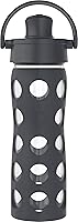 Lifefactory 16oz Glass Sports Water Bottle with Active Flip Cap & Protective Silicone Sleeve - Carbon