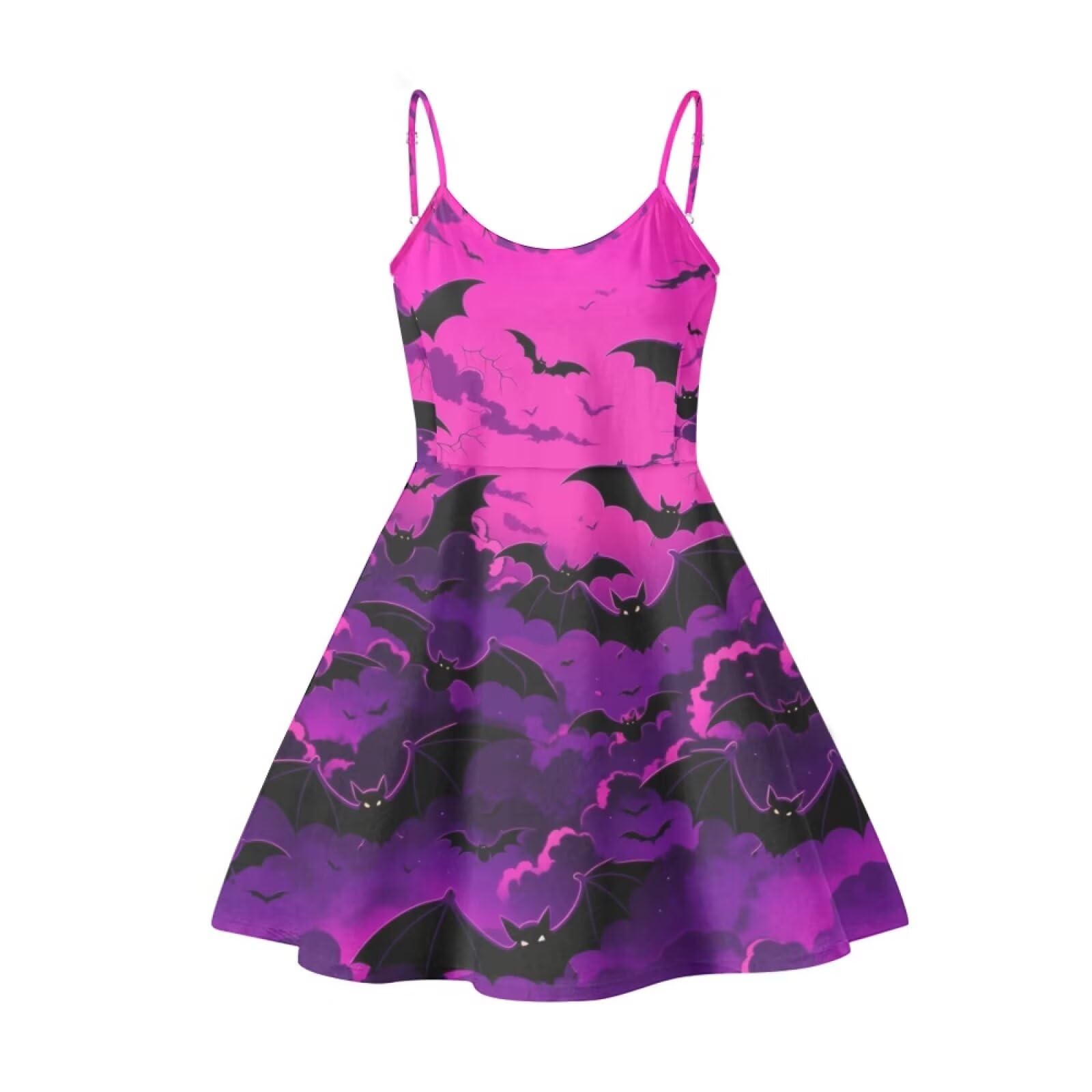 Women's Spaghetti Strap Dress Summer Casual Swing Sundress Girls Beachwear Swing Mini Dress