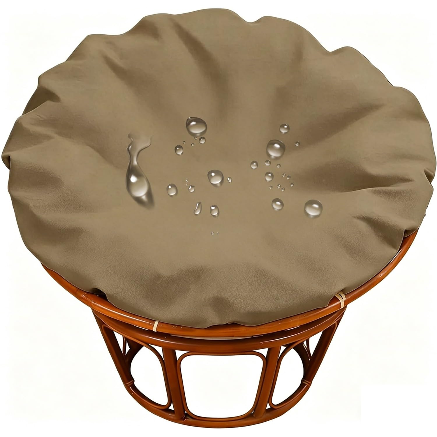 Papasan-Kissenbezug 80-140cm für drinnen draußen, wasserdicht, Papasan-Schonbezug Papasan-Bezug für Kissen mit Reißverschluss und Bändern, maschinenwaschbar(Light Brown,120cm/47.2in)