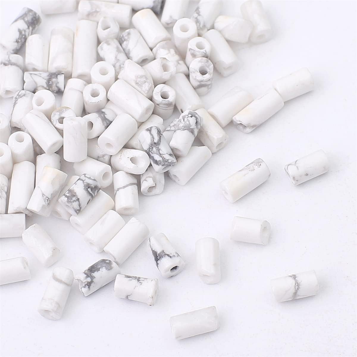 Natural White Howlite Tube Beads Cylinder 2x4mm 38cm/Strand Stone Beads for Jewelry Making - Image 3