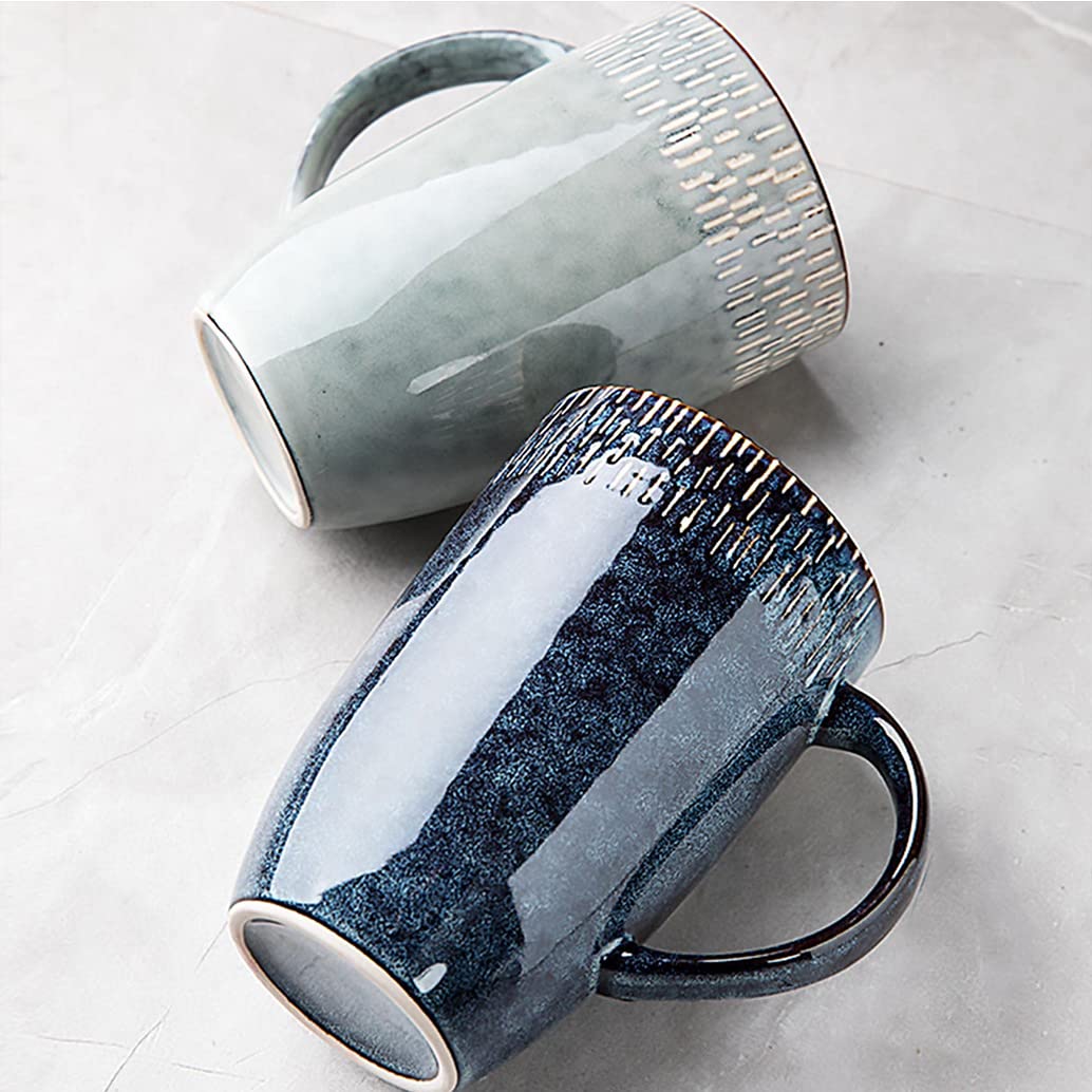 Duży kubek do kawy, wykwintne retro ceramiczne kubki do kawy kubki na mleko porcelanowa filiżanka do herbaty piękny prezent urodzinowy dla przyjaciół / członków rodziny, nadaje się do zmywarki i kuchenki mikrofalowej C