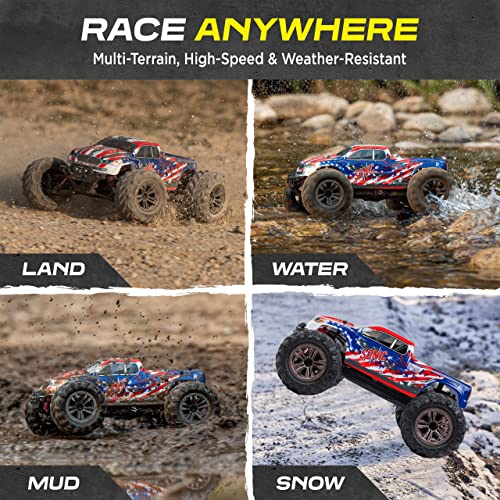 Laegendary Fast Rc Cars For Adults And Kids - 4X4, Off-Road Remote Control Car - Battery-Powered, Hobby Grade, Waterproof Monster Rc Truck - Toys And Gifts For Boys, Girls And Teens Red - Blue #TOP3