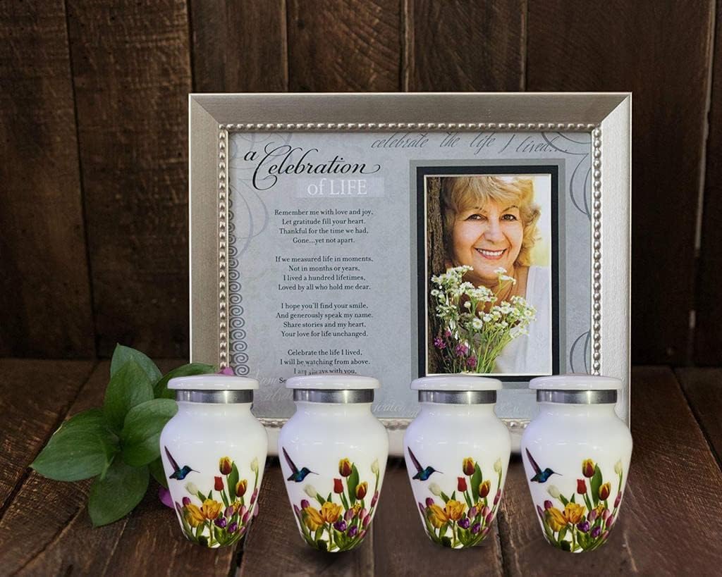 BOLD & DIVINE Keepsake Decorative Urns for Human Ashes - Mini Urns Set of 4 Hummingbird