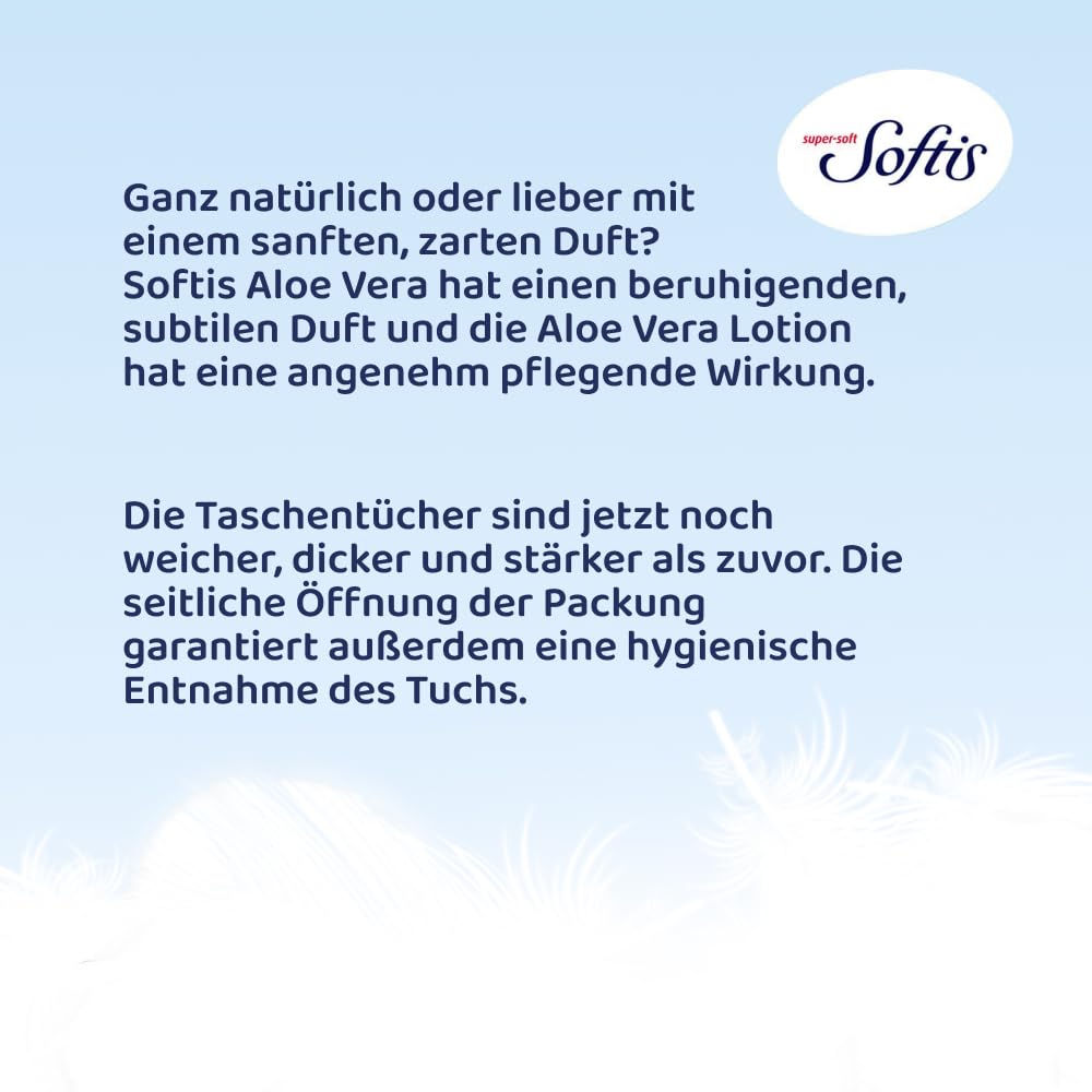 Softis Aloe Vera, 300 (30 x 10) Päckchen Taschentücher, 4-lagig | Taschentücher mit feinem Duft und Aloe Vera Lotion, Seitliche Öffnung zur hygienischen Tuchentnahme, FSC-zertifiziert