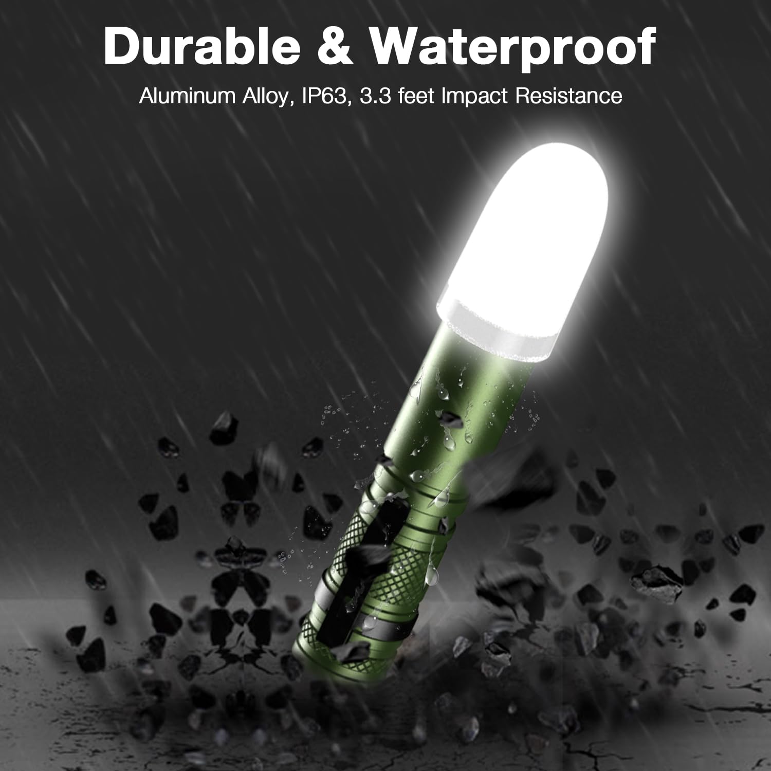 SIXRAY EDC LED-Taschenlampe, 500 Lumen, Taschenlampe, mit Clip, Stroboskop-Modus, Lampenschirm, Camping-Taschenlampe, Outdoor, tragbares Blitzlicht