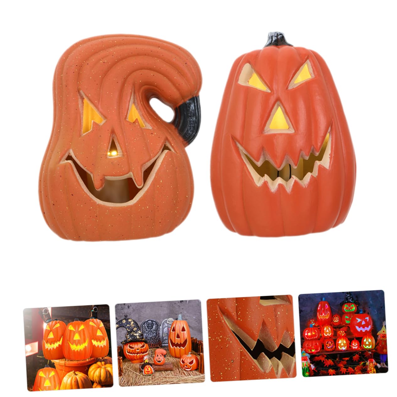 MAGICLULU 2Pcs Halloween Pumpkin Decor Classic Simulation Pumpkin Props for Indoor Outdoor Fall Harvest Parties for Halloween Table Centerpieces Home Decoration
