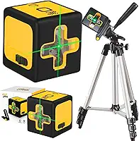 Nível Laser 20 Metros com Tripé, 2 Linhas Horizontais e Verticais Nível a Laser Verde profissional Nivelador a Laser com Bateria Recarregável