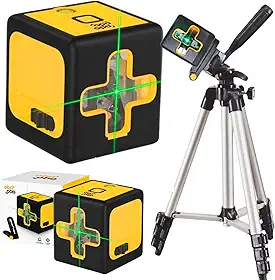 Nível Laser 20 Metros com Tripé, 2 Linhas Horizontais e Verticais Nível a Laser Verde profissional Nivelador a Laser com Bateria Recarregável
