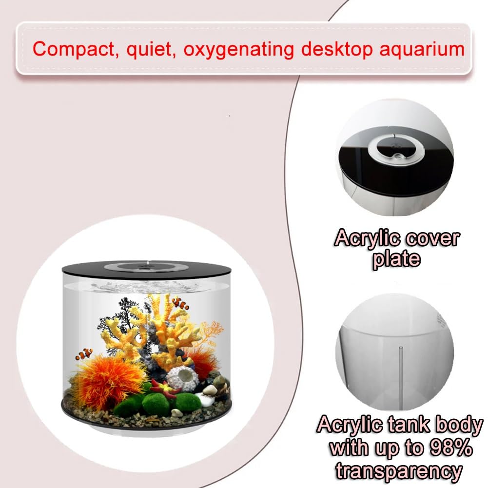 Kit de acuario pequeño con filtro, luz LED tricolor y una bomba silenciosa de circulación de agua, adecuado para mantener peces y camarones Betta (multicolor-A)