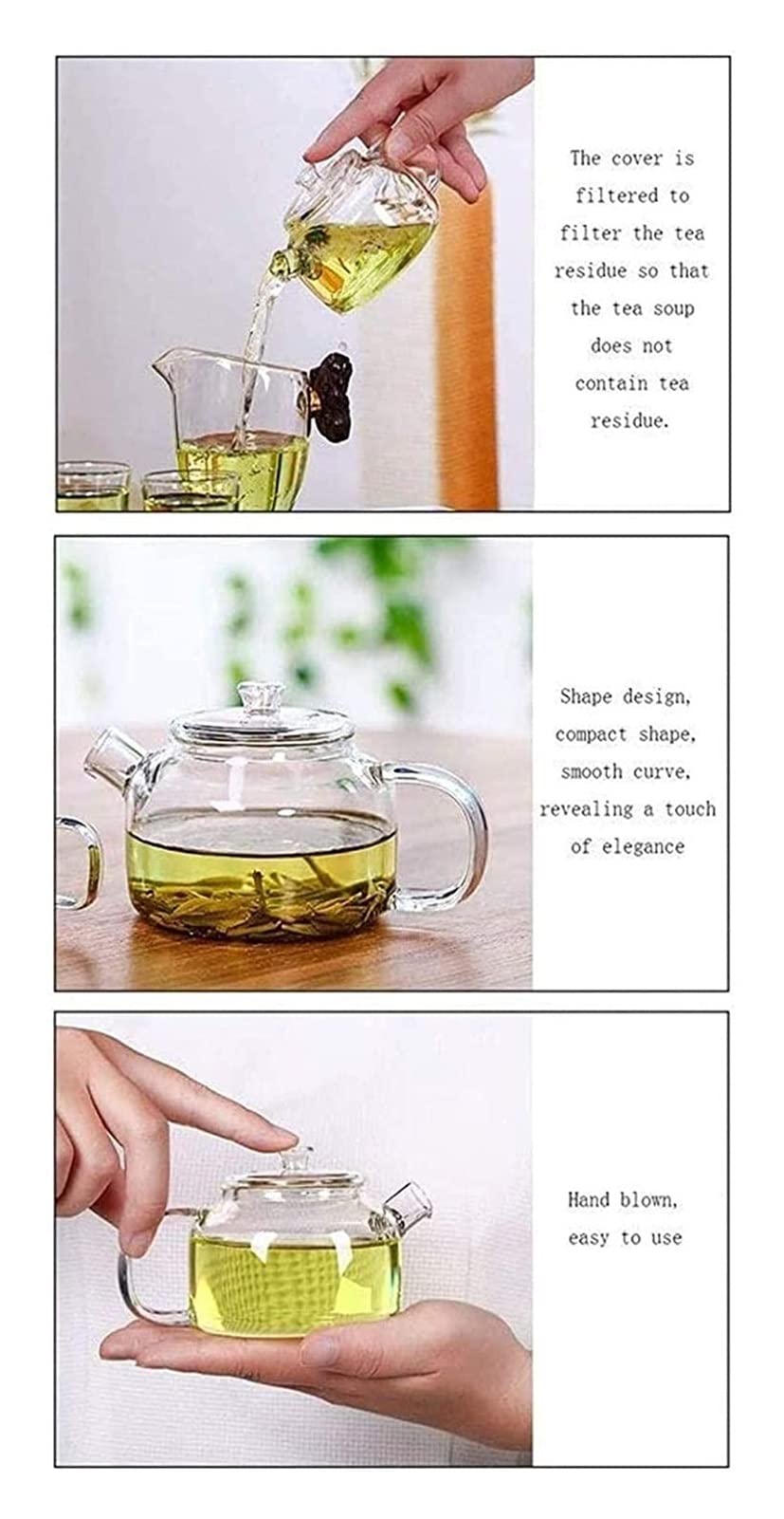 Tetera Tetera Taza de Tetera de Vidrio Transparente Tetera Tetera de Vidrio Té de Alta Temperatura Té Resistente Refinado Té Rojo