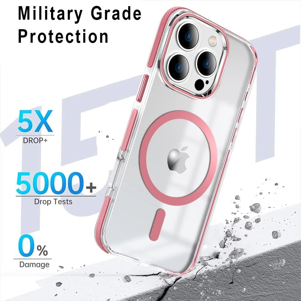 Image of MINTZZ ️ for iPhone 16 Pro Max Case, Compatible with MagSafe, Military-Grade Protection, Yellowing Resistant, Scratch-Resistant TPU Back, Magnetic Phone Case (Pink, iPhone 16 Pro Max)