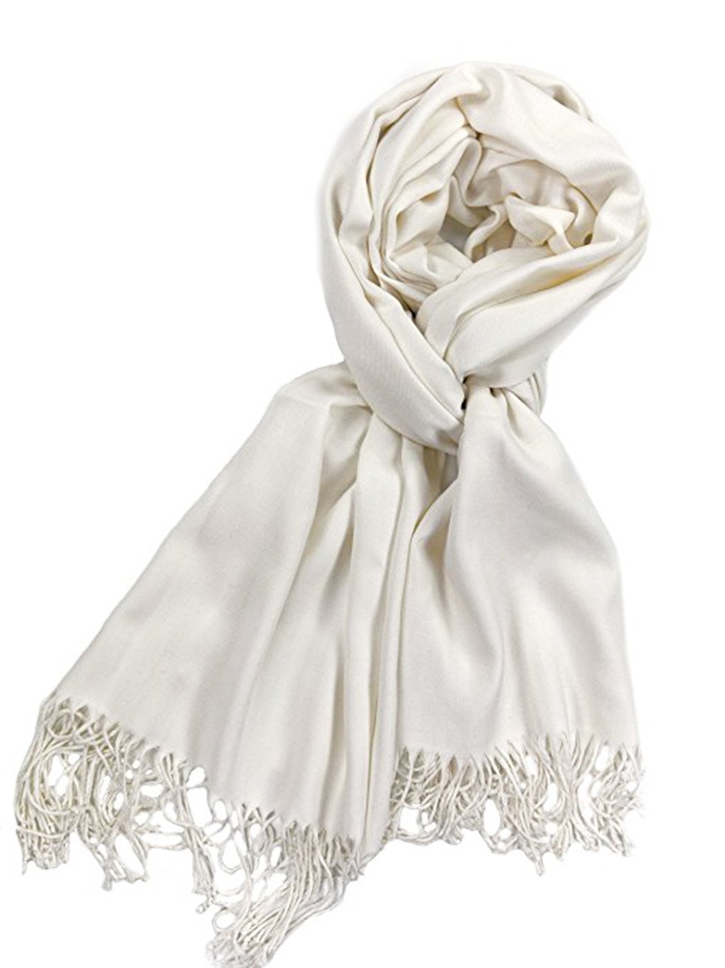 World Of Shawls Ivory Cream Plain Pashmina Scarf Hijab Shawl Stole Wrap (Ivory Cream)