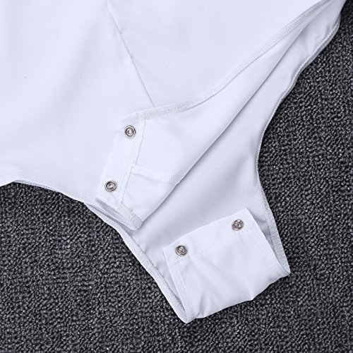 iiniim Herrenbody Zip Einteiler Unterhemd Overall Langarm Sportbody Männer Unterwäsche Stringbody Weiß M-3XL (M, Weiß)