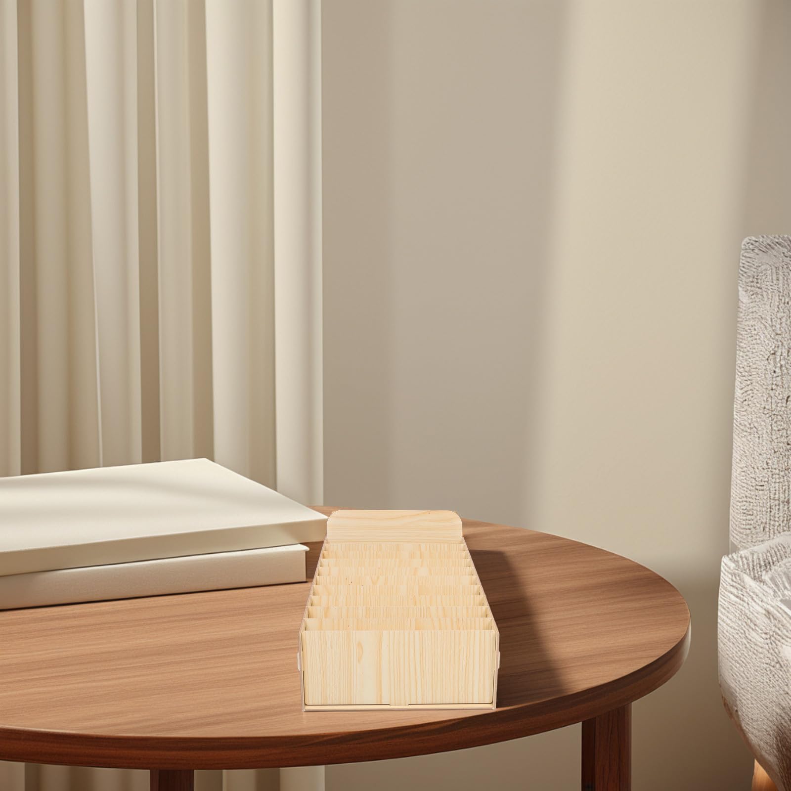 Housoutil Caja Organizadora de Madera para Almacenamiento de Facturas y Bolígrafos con Compartimentos Múltiples Diseño Rústico y Elegante para Oficina y Tienda