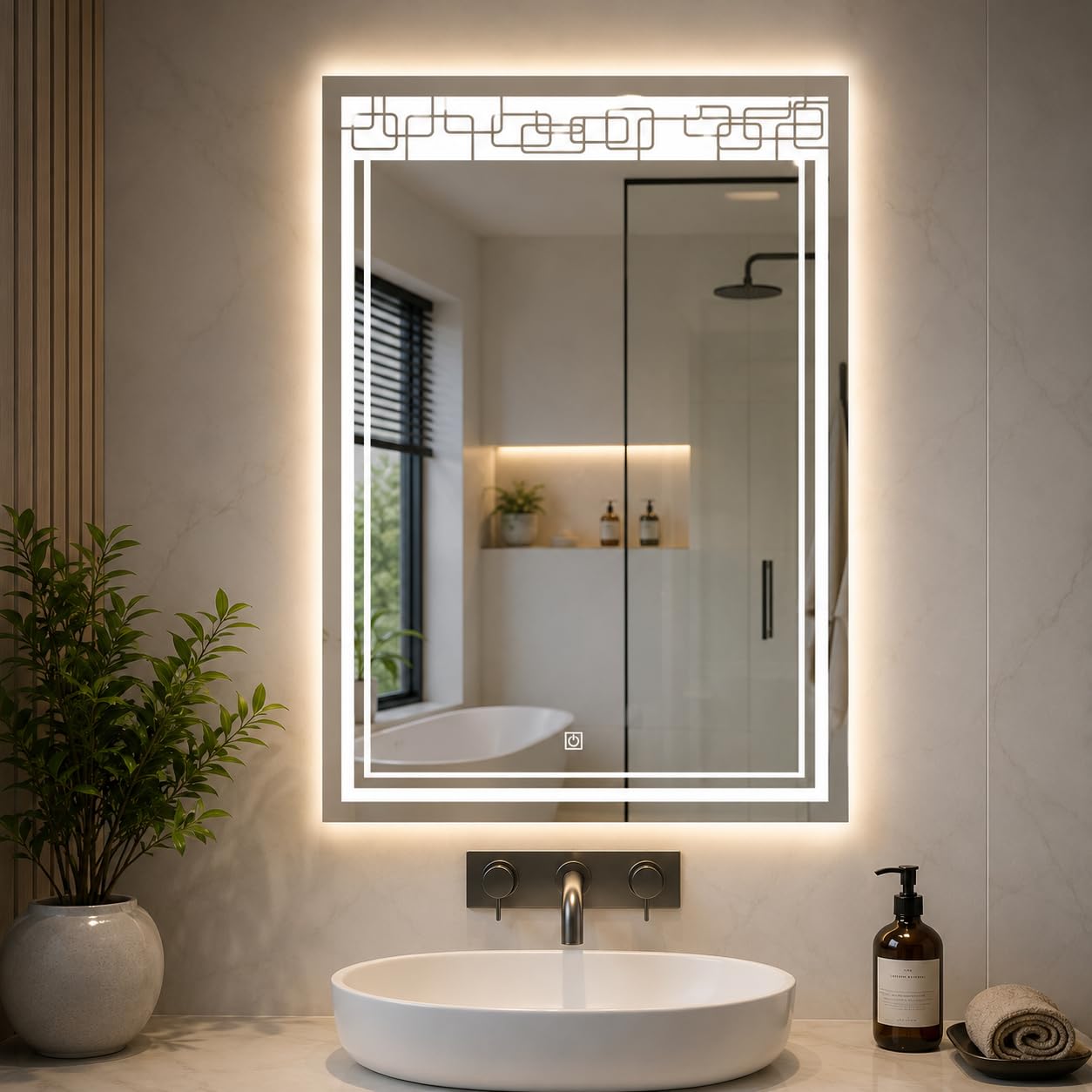 Rectengale Wall Mounting Mirror with Light |Bathroom,Venity and Smart Mirror Size 18X24 inch| LED Mirror 3 Tone (Cool, Natural, Warm).-image-34
