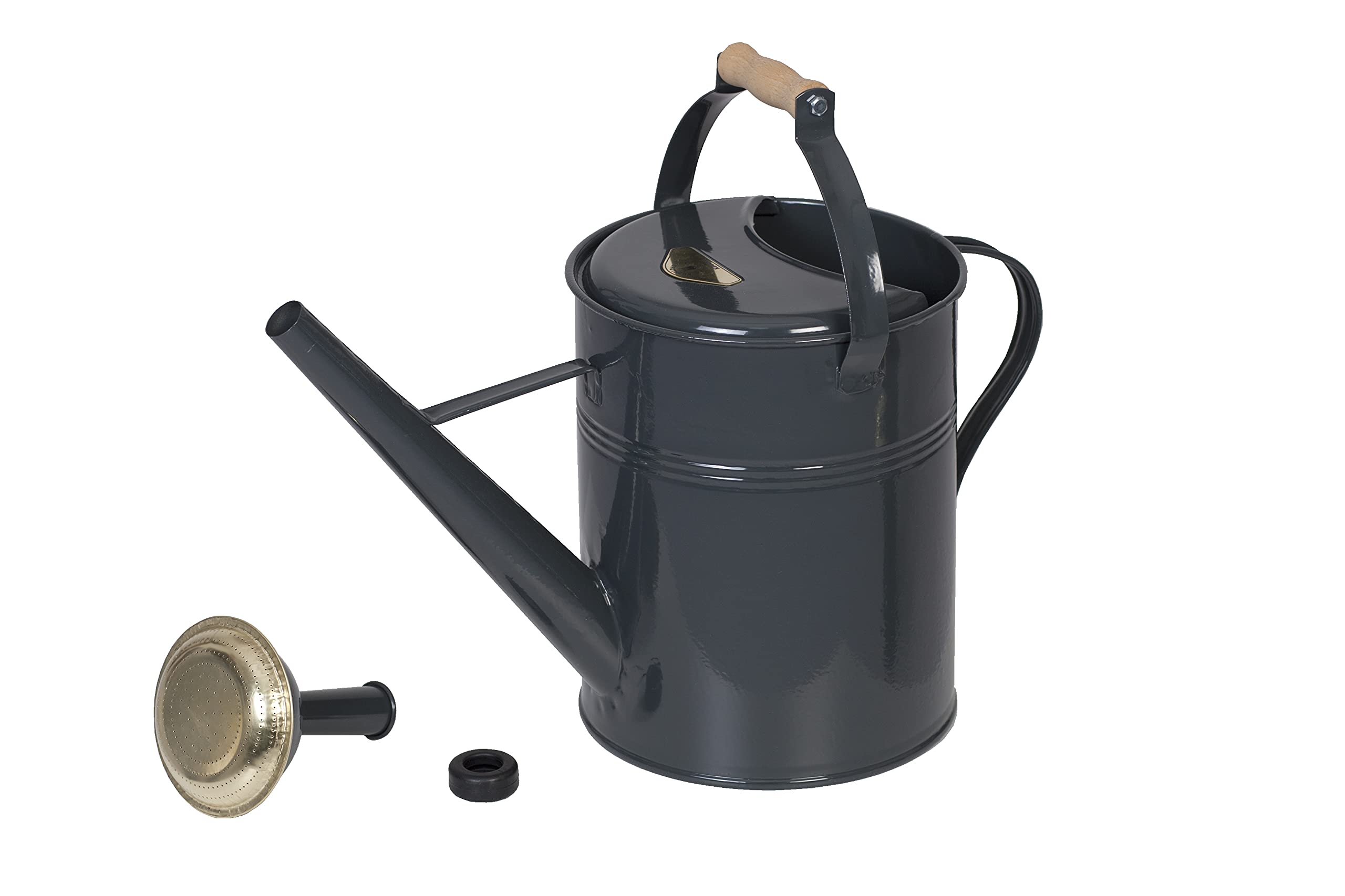Gießkanne British Can Classic 9 Liter in Anthrazit mit Holzgriff