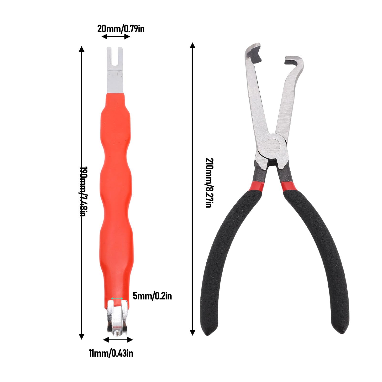 KIMISS Electrical Disconnect Pliers Long Removal Tool for Car Repair Maintenance (Red 70T)