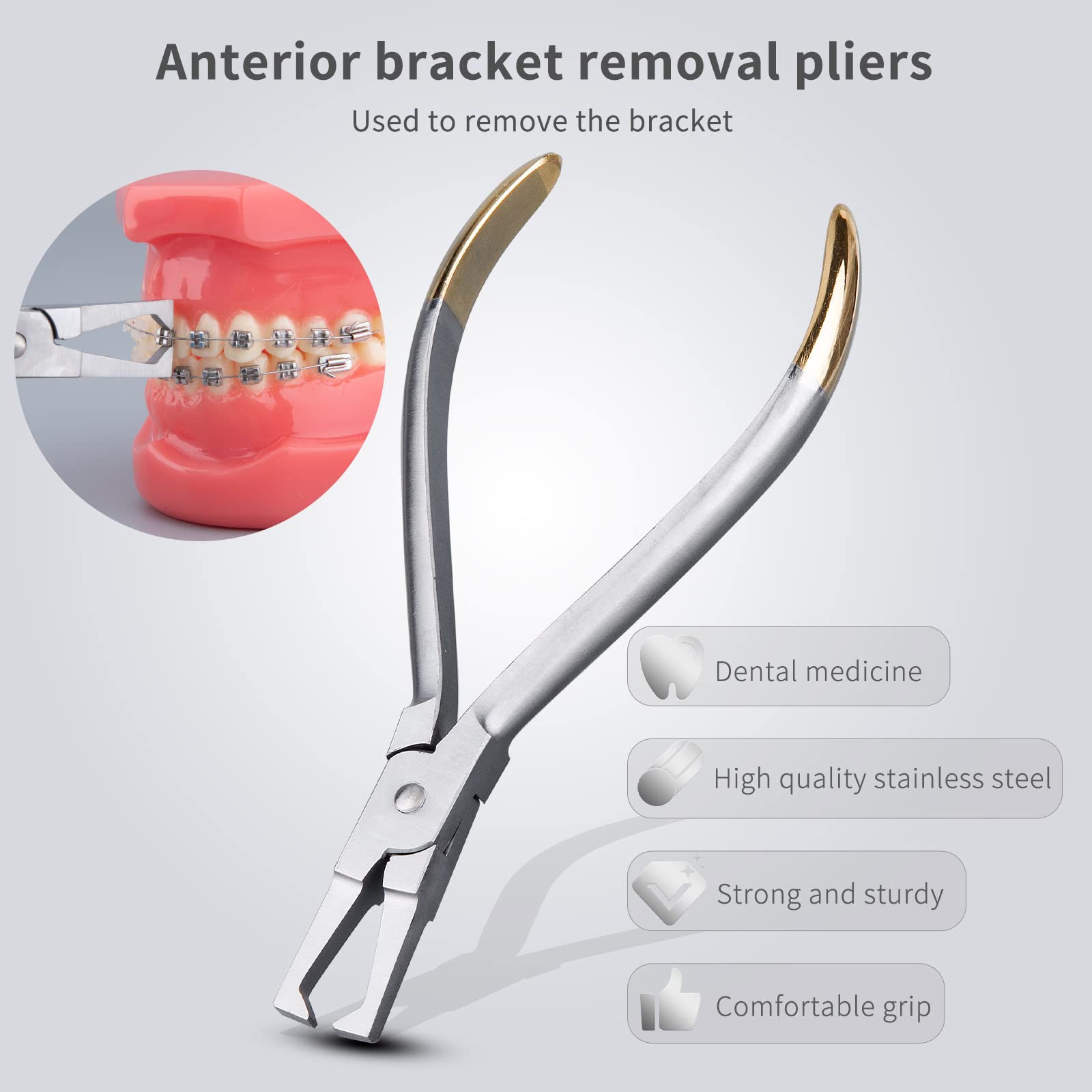 LVCHEN Dental Orthodontic Bracket Remover Pliers - Stainless Steel Anterior Teeth Braces Removal Tool Kit Bracket Gripper Plier for Ceramic Brackets Composite Brackets