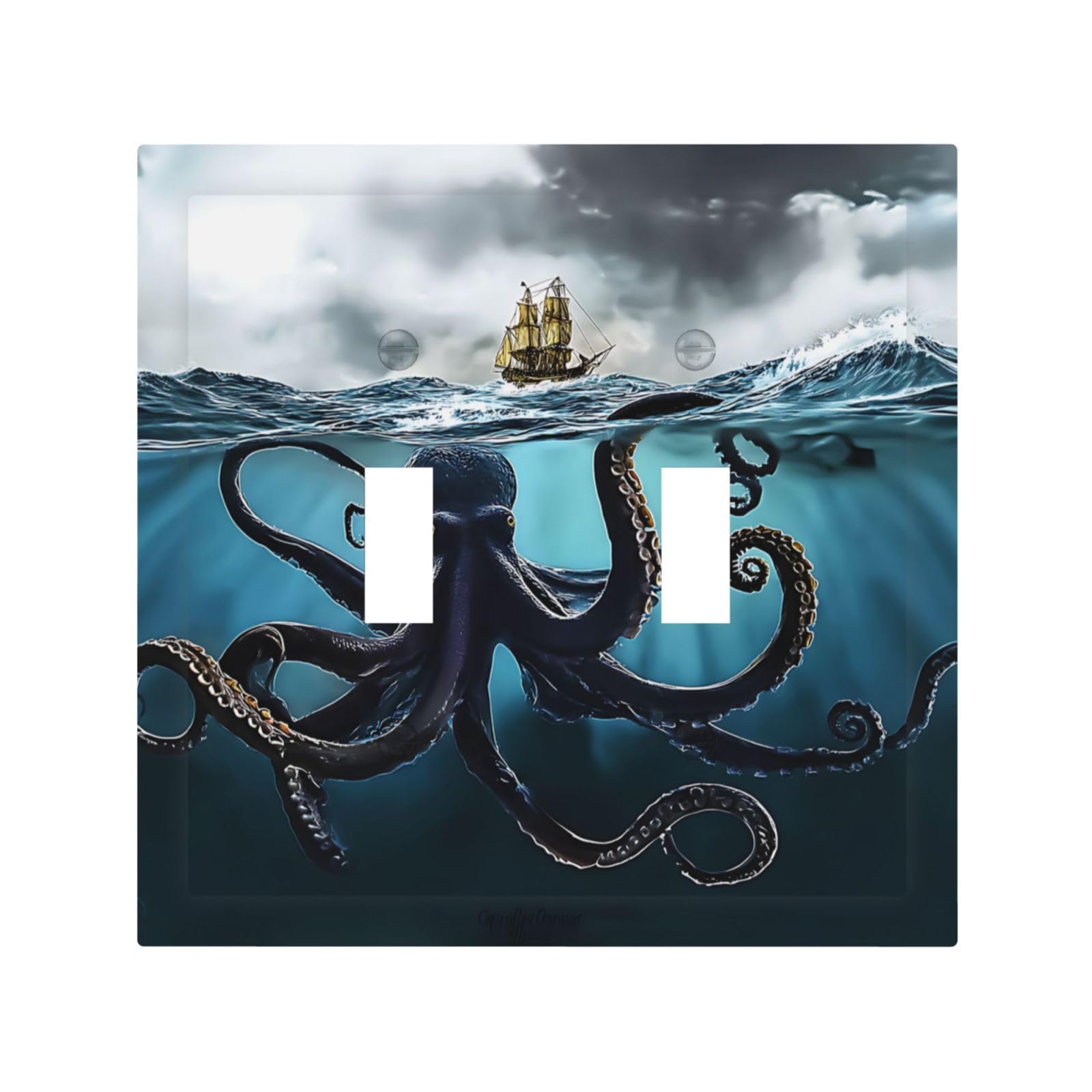 Placa de pared de doble palanca con pulpo y barco para decoración de salón y baño