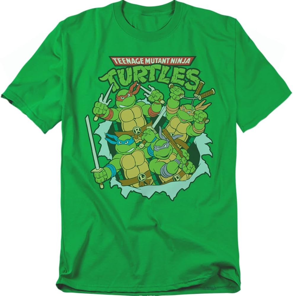 Classic TMNT Teenage Mutant Ninja Turtles Unisex Adult T Shirt, Retro Group
