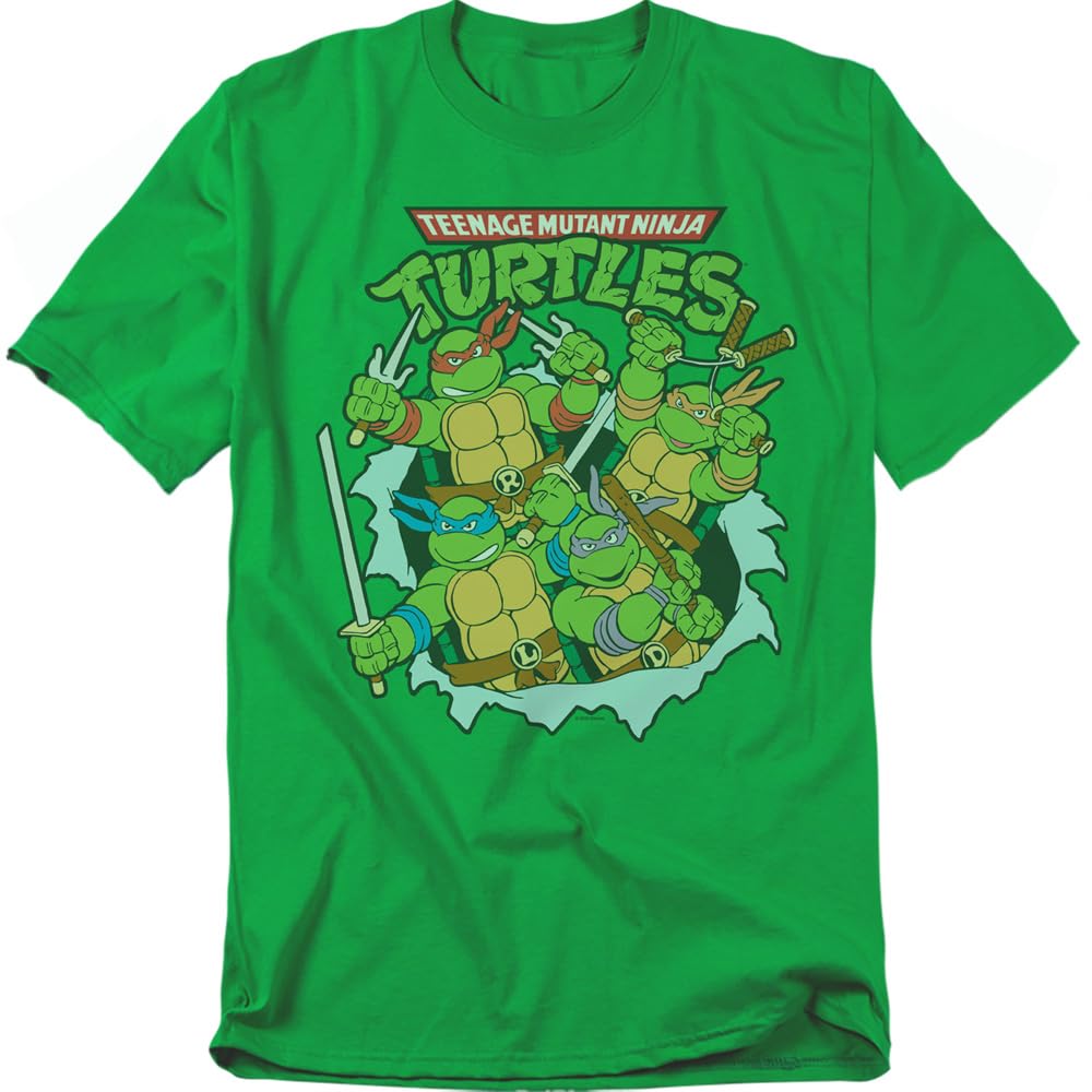 Classic TMNT Teenage Mutant Ninja Turtles Unisex Adult T Shirt, Retro Group