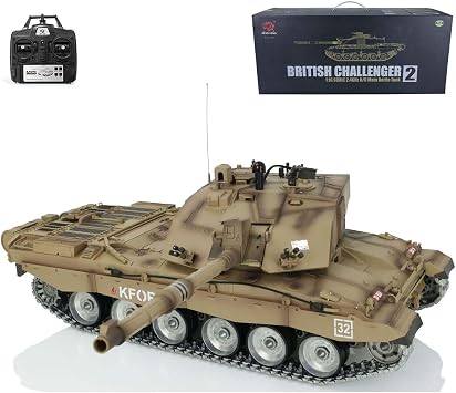 wheelfun Heng Long 1/16 7.0 Customized Challenger II RC Tank 3908 360  Rotating Turret Metal Truck Infrared Combat Lifting Barrel Light Sound TH17741-AMZUS2-1