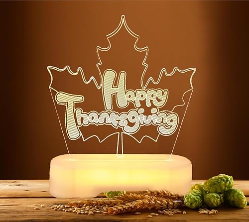Miniatura 5 de Decoraciones de Acción de Gracias, iluminación LED de hoja de arce 3D, decoración de ventana de mesa para el hogar, luz interior de Acción de