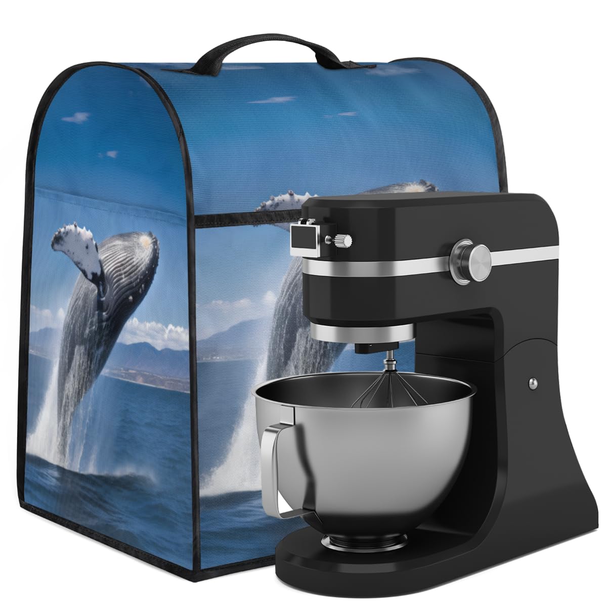 Coffee Maker Cover Whale Ocean Kitchen Appliance Covers Small Appliance Covers Blender Cover Juicer Cover Dust Covers for Kitchen Appliances with Top Handle and Pockets,Washable,B873