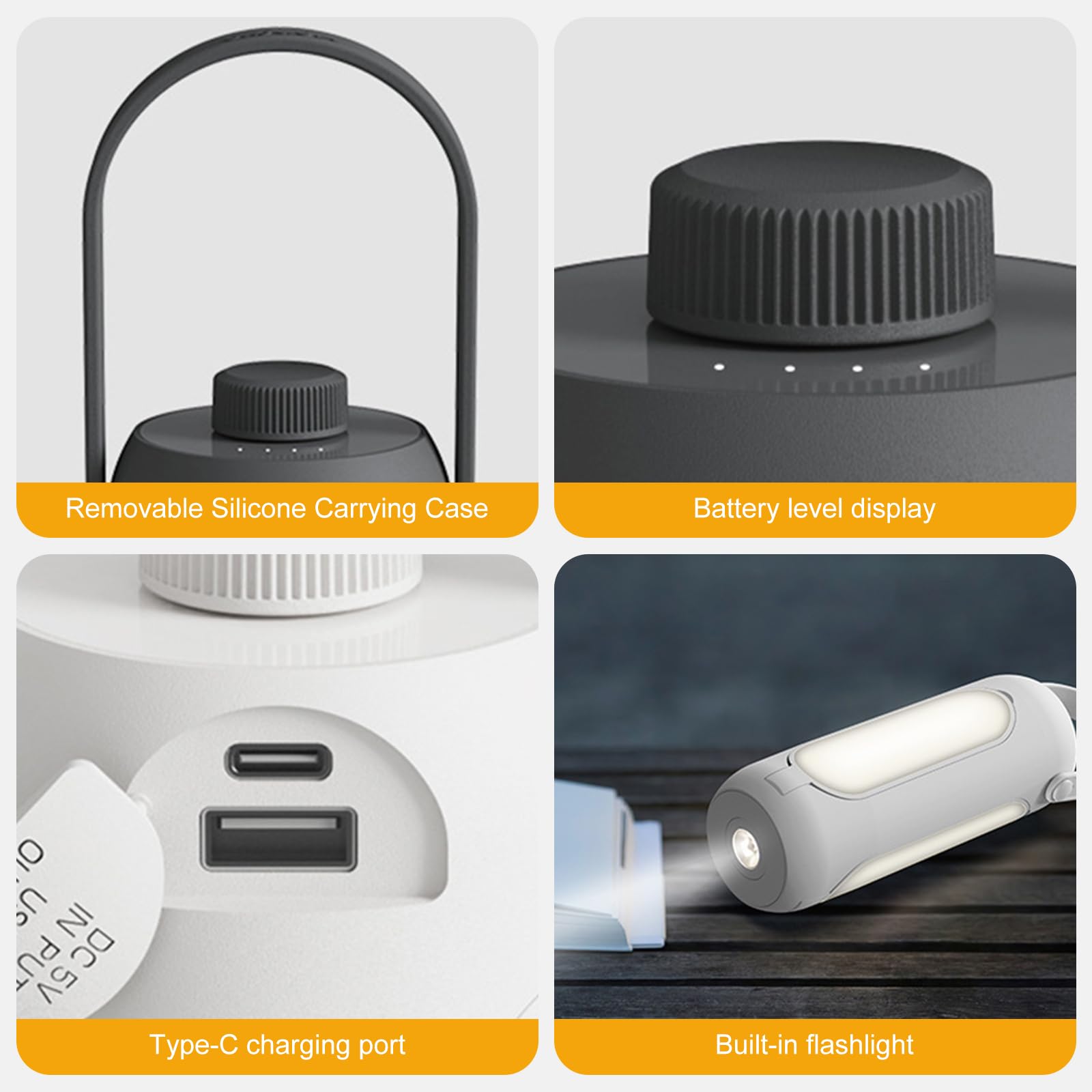 Ergocar Lampa kempingowa, 10000 lampa kempingowa o dużej pojemności, przenośna latarka LED, możliwość ponownego ładowania, kabel USB, czas pracy 11-180 godzin, światło zewnętrzne, do dekoracji